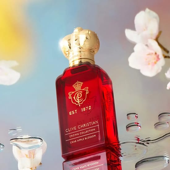 Clive Christian Crab Apple Blossom Extrait parfüümi pakend Elegantne pudel Clive Christian Crab Apple Blossom Extrait