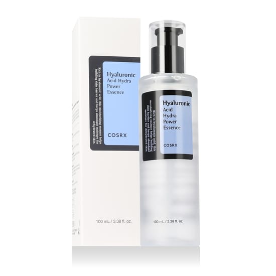 Bottle of COSRX Hyaluronic Acid Hydra Power Essence on a white background