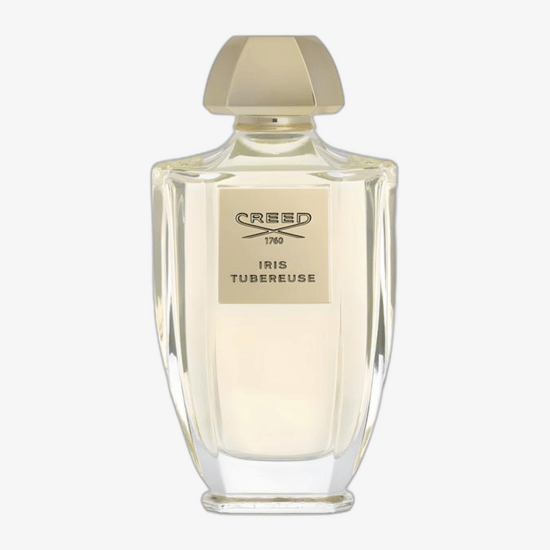 Close-up of Creed Iris Tubereuse EDP bottle
