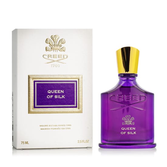 Флакон парфюма Creed Queen of Silk в минималистичном стиле