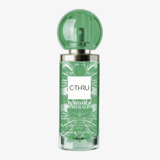 Original packaging of c-thru luminous emerald edt Bottle of c-thru luminous emerald edt up close