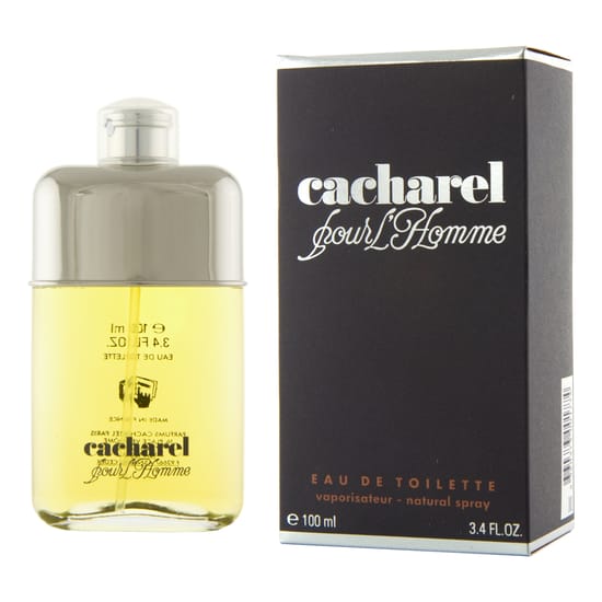 Close-up of cacharel pour homme edt bottle