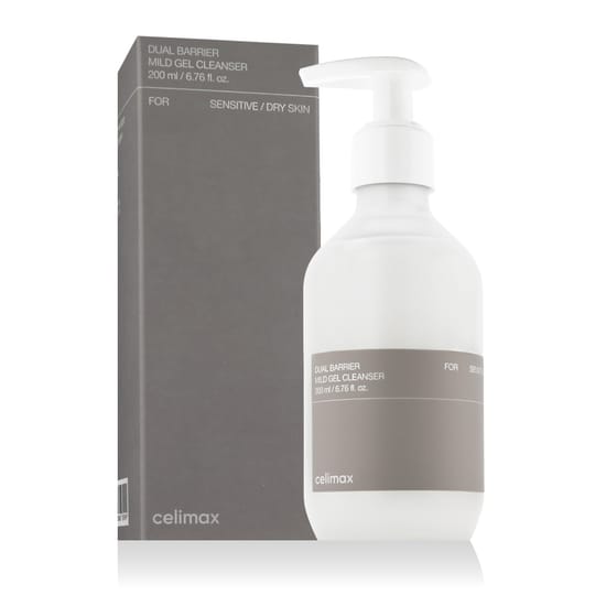 Celimax dual barrier mild gel cleanser pudeli lähivõte