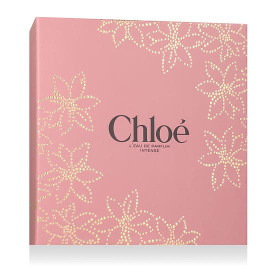 Chloé L'EDP Intense — флакон и лосьон из набора на светлом фоне