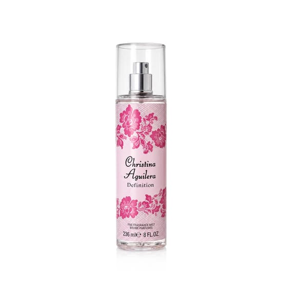 Close-up of Christina Aguilera Definition Bodyspray bottle