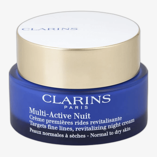 баночка ночного крема Clarins Multi-Active для сухой кожи крупным планом