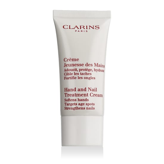 тюбик крема Clarins для рук и ногтей крупным планом
