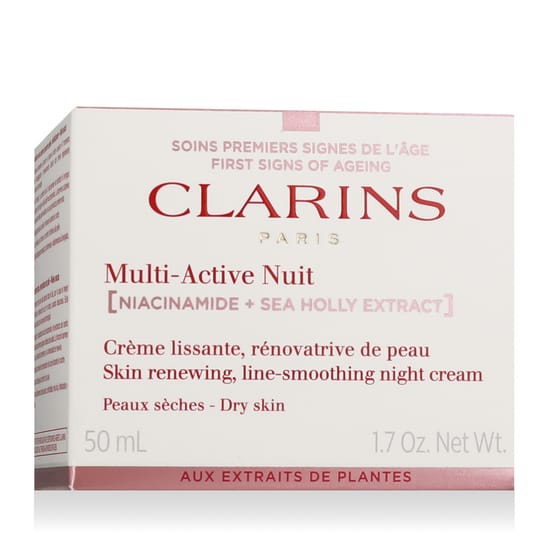баночка ночного крема Clarins Multi-Active для сухой кожи крупным планом