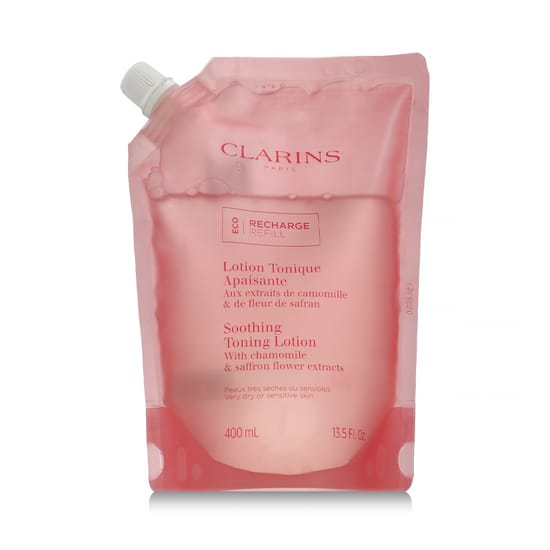 Bottle of clarins soothing toning lotion camomile & saffron flower