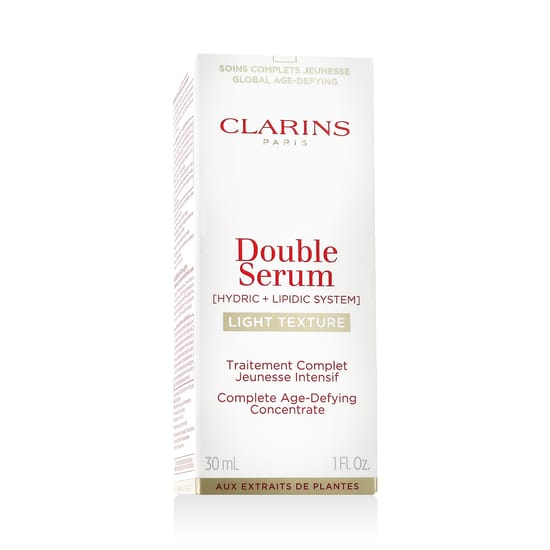 Packaging of Clarins Double Serum Light Texture Bottle of Clarins Double Serum Light Texture