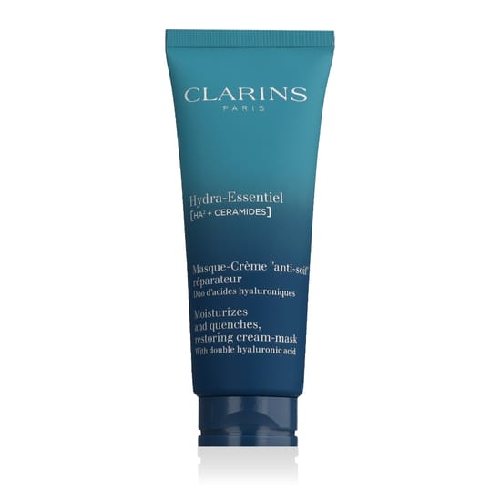 Close-up of Clarins Hydra-Essentiel Mask packaging
