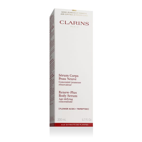 Bottle of Clarins Renew-Plus Body Serum for Skin Hydration