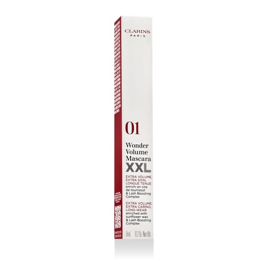 Detail of Clarins Wonder Volume Mascara XXL brush in Extreme Black
