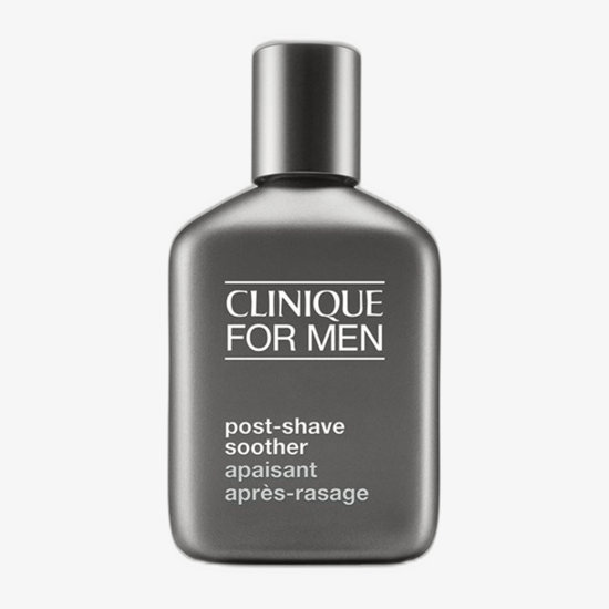 Clinique For Men Post-Shave Soother bottle up close, texture of soothing lightweight lotion