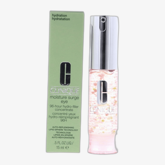 Close-up of Clinique Moisture Surge Eye 96-H Hydro-Filler Concentrate texture and packaging