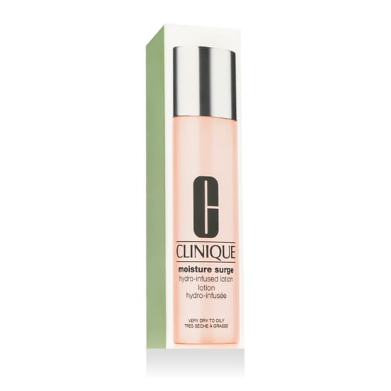 Close-up shot of Clinique Moisture Surge Hydro-Infused Lotion bottle