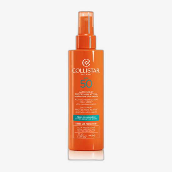 Collistar Smart Sun Protection® Active Protection Milk Spray SPF 50 на фоне пляжа