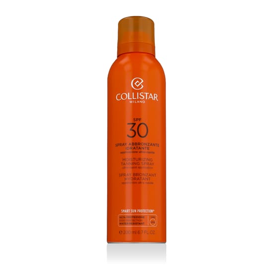 Moisturizing tanning spray SPF 30 by Collistar in a stylish bottle
