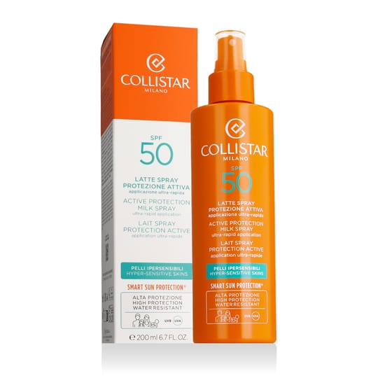 Collistar Smart Sun Protection® Active Protection Milk Spray SPF 50 на фоне пляжа