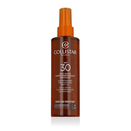 Bottle of Collistar Smart Sun Protection® Supertanning Moisturizing Dry Oil SPF 30