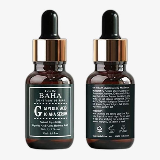 Cos De Baha nahahooldustooted – G Glycolic Acid 10 AHA Serum Cos De Baha G Glycolic Acid 10 AHA Serum klaaspudel