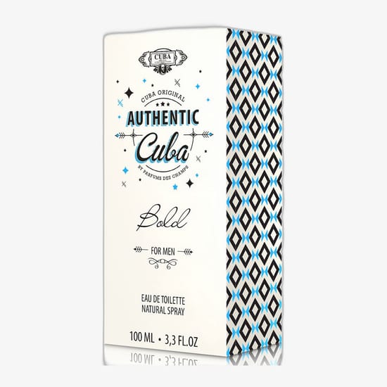 Close-up of Cuba Authentic Bold EDT bottle
