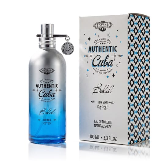 Close-up of Cuba Authentic Bold EDT bottle