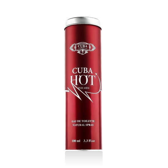 Original packaging of Cuba Cuba Hot EDT Cuba Cuba Hot EDT bottle with vibrant design