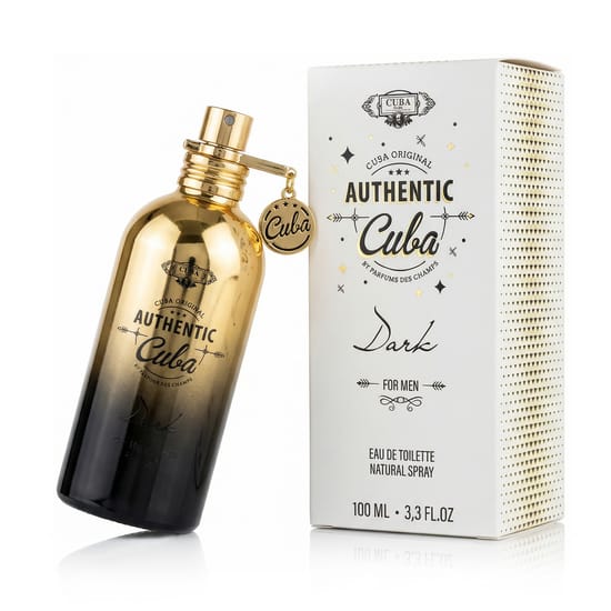 Original Packaging of Cuba Authentic Dark EDT Bottle of Cuba Authentic Dark EDT with Unique Design