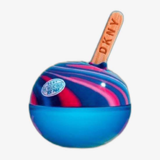 Флакон DKNY Donna Karan Be Delicious Ice Pop Berry Bliss EDP распакованный, ягоды на фоне