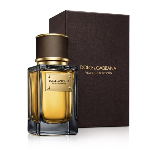 Elegant bottle of Dolce & Gabbana Velvet Desert Oud EDP
