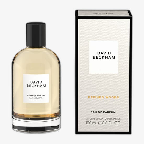 Close-up of david beckham refined woods edp bottle