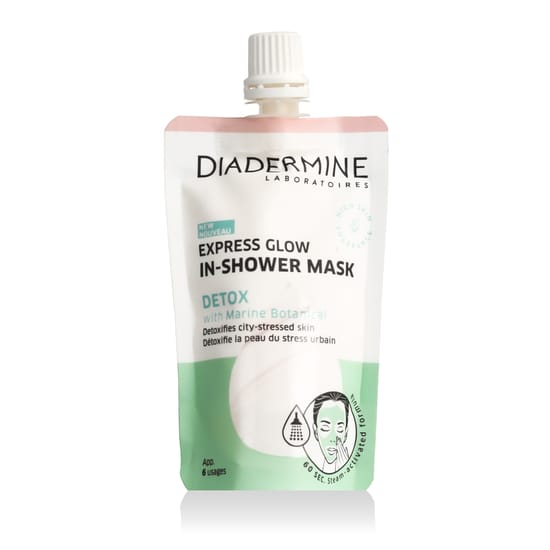 Express Glow маска для лица в душе от Diadermine Laboratoires Маска для лица в душе Diadermine Laboratoires Express Glow с морскими ботаническими экстрактами и детокс-эффектом