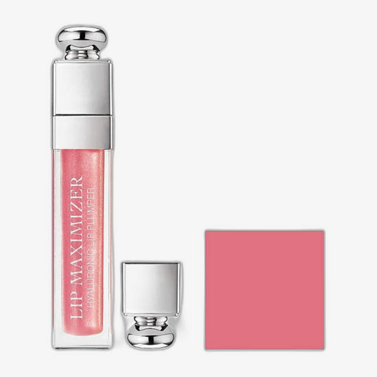 Dior Addict Lip Maximizer huulepuhastus, 010 Holo Pink, läikiv ja niisutav tekstuur, lähedalt huultel