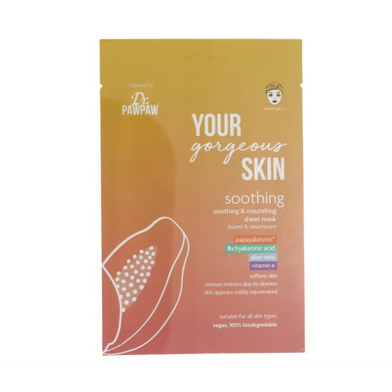 Упаковка маски Dr. PAWPAW Your Gorgeous Skin Soothing Sheet Mask крупным планом