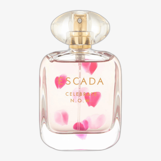 Escada Celebrate N.O.W. EDP spray sample close-up on minimalist background