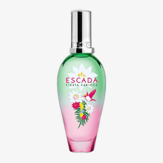 Bottle of Escada Fiesta Carioca EDT with a vibrant design