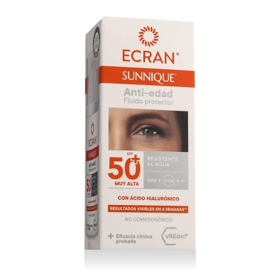 Ecran® Aftersun® Anti-aging näokreem SPF 50+ pakendi kujutis
