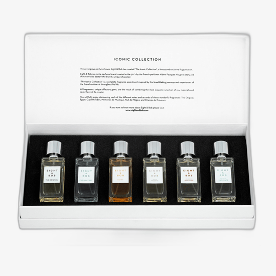 Elegant packaging of Eight & Bob Iconic Discovery Set 6 x