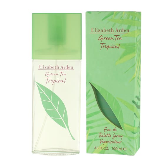 Close-up of Elizabeth Arden Green Tea Tropical EDT bottle