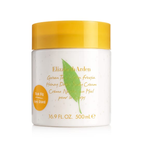 Original packaging of Elizabeth Arden Green Tea Citron Freesia Body Cream Close-up of Elizabeth Arden Green Tea Citron Freesia Body Cream
