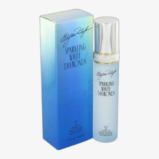 Iconic bottle of Elizabeth Taylor White Diamonds EDT, minimalist elegance