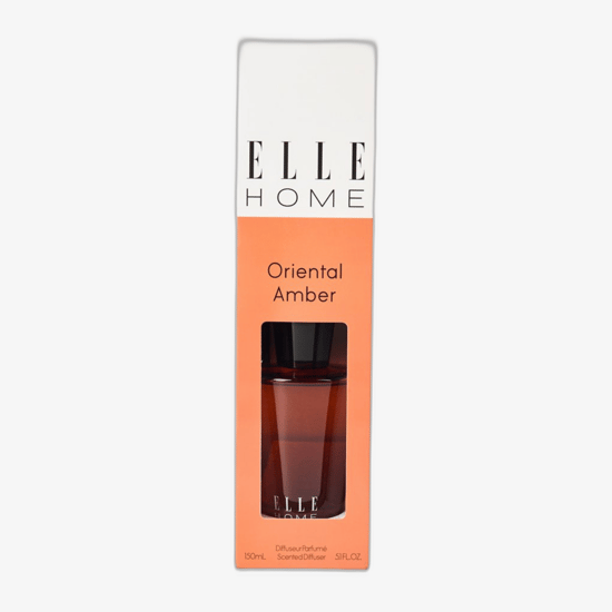Ароматный диффузор Elle Home Oriental Amber в упаковке Элегантный диффузор Elle Home Oriental Amber в интерьере