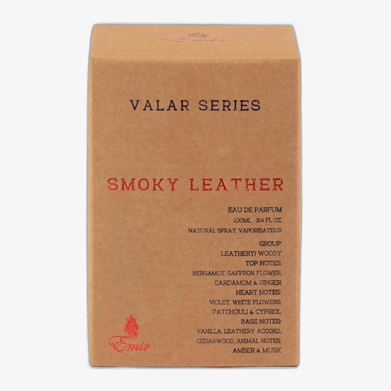 Elegantne pudel Emir Smoky Leather EDP lähedalt