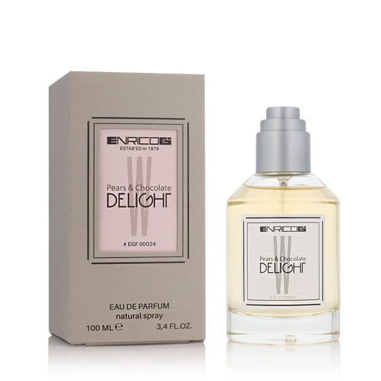 Original packaging of Enrico Gi Delight EDP Close-up of Enrico Gi Delight EDP perfume bottle