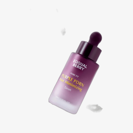 Eqqualberry Purple PDRN — флакон сыворотки для сужения пор Сыворотка Eqqualberry Purple PDRN для сужения пор, вид флакона крупным планом