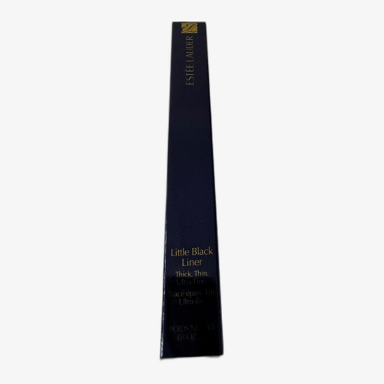 Close-up of Estée Lauder Little Black Liner in black, demonstrating the dual-sided tip and sleek design