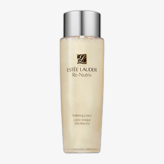 Close-up of Estée Lauder Re-Nutritiv Softening Lotion bottle