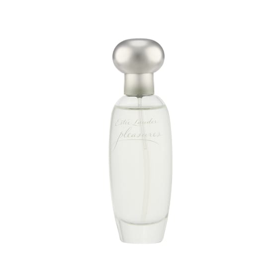 Close-up of Estée Lauder Pleasures EDP bottle