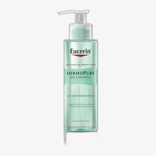 Close-up of Eucerin DermoPure Oil Control Cleansing Gel Bottle